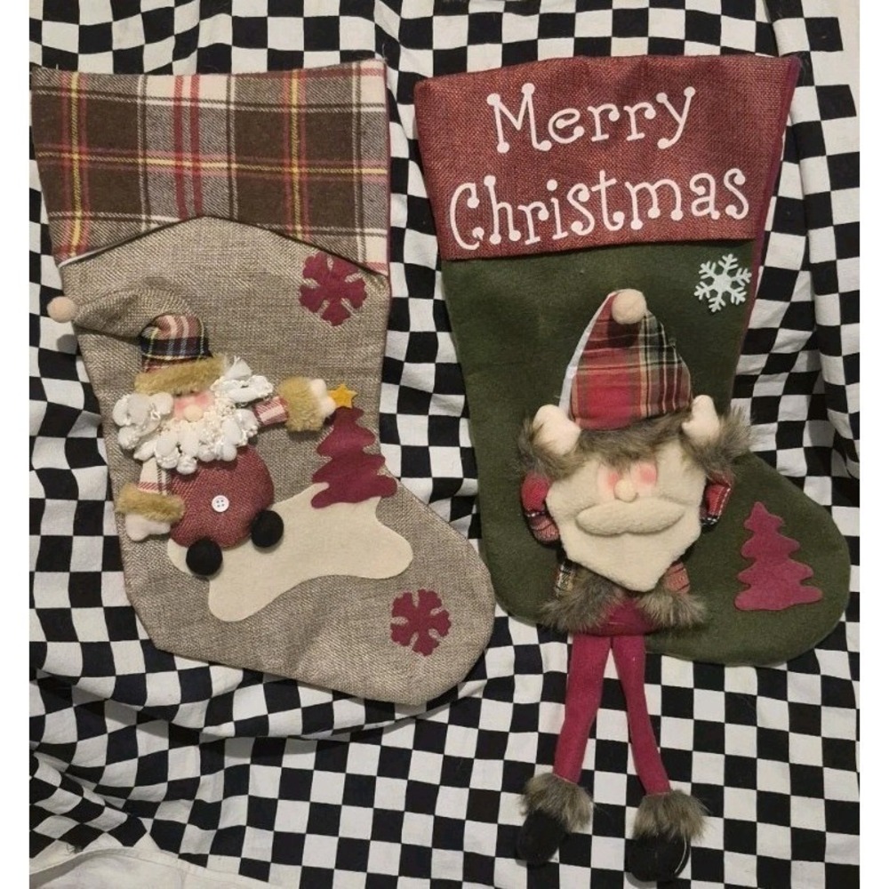2‎ Christmas Stockings Santa Holiday Decor Merry Christmas Mantel